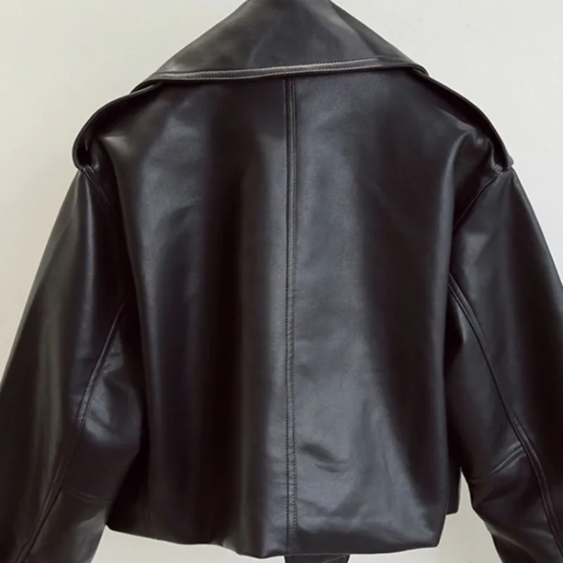 Loose Style Vegan Leather Motorcycle Winter Coat Jackets