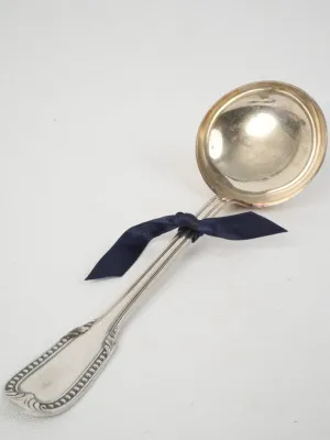 Louis XVI Style Silver-Plated Soup Ladle w/ Pearl Detail 12¼"