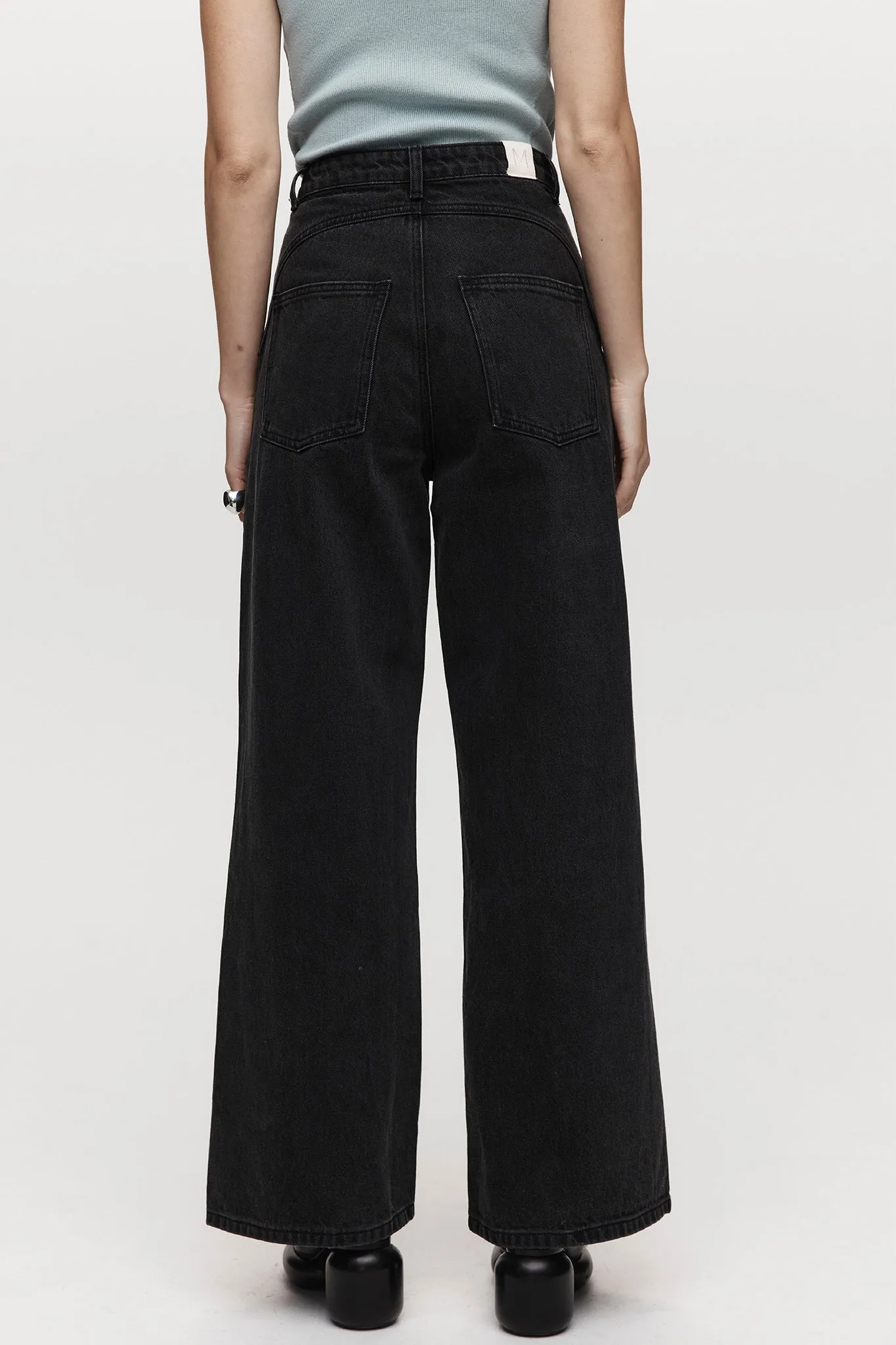 Marle Wide Leg Jean - Organic Cotton - Washed Black