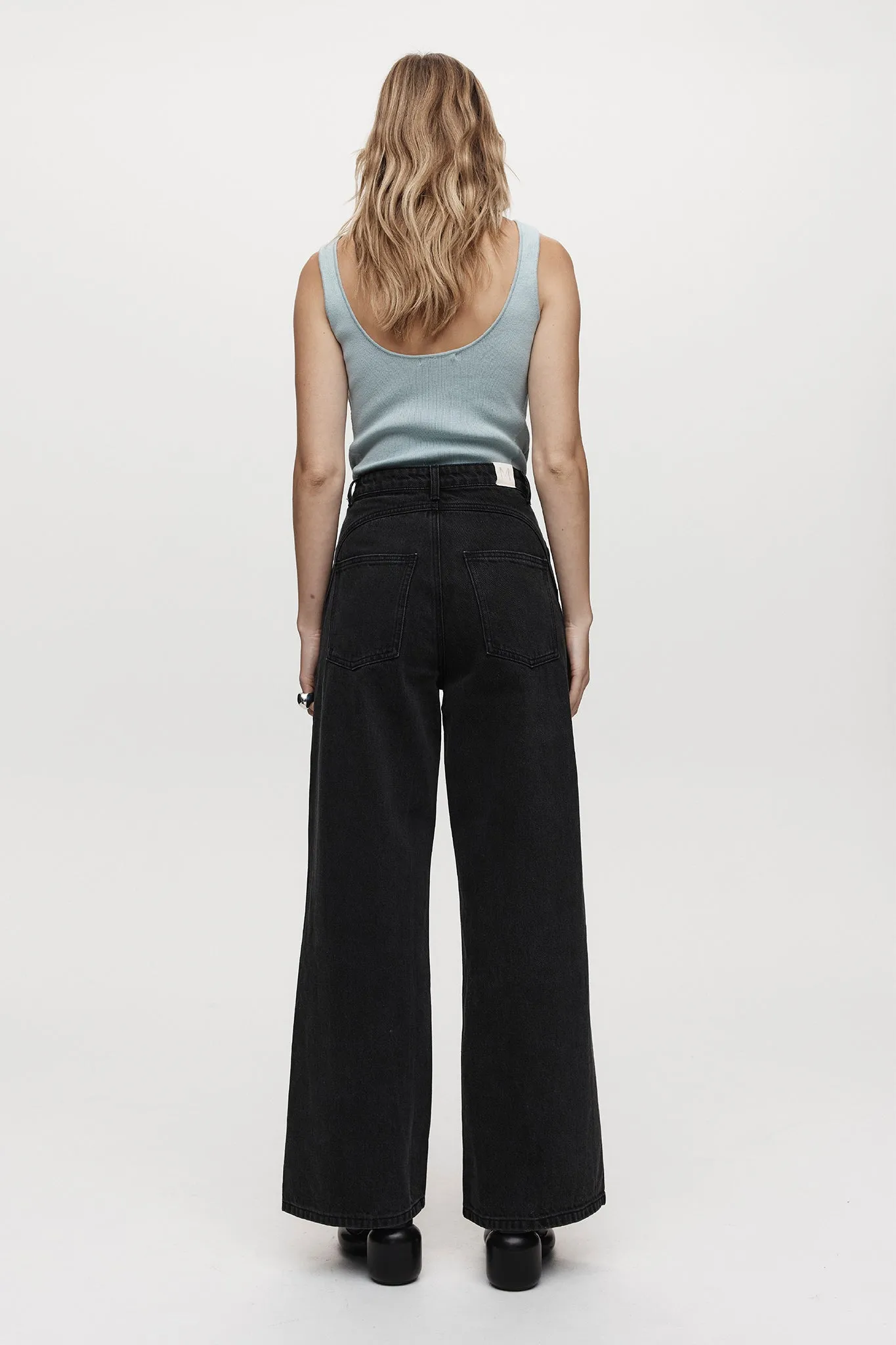 Marle Wide Leg Jean - Organic Cotton - Washed Black