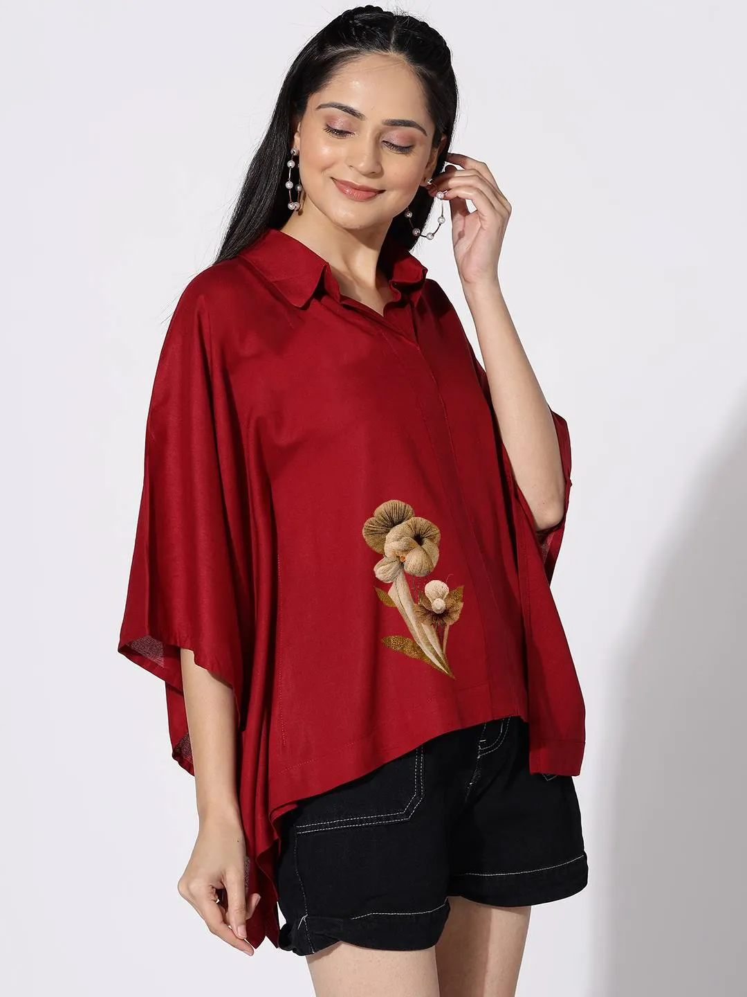 Maroon Kaftan Top - Rustic Garden