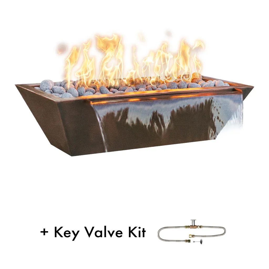 Maya 48" Linear Fire and Water Bowl, Powder Coated Metal - Pool Feature