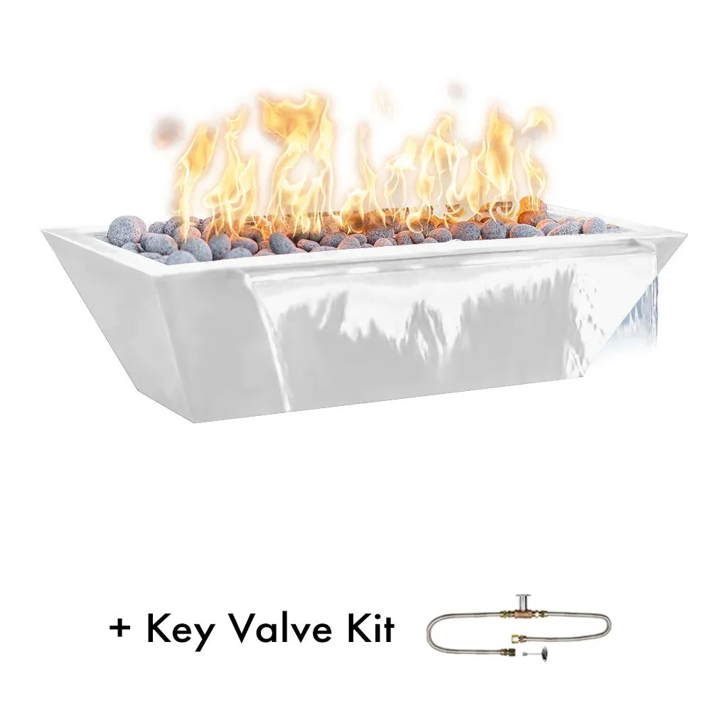 Maya 48" Linear Fire and Water Bowl, Powder Coated Metal - Pool Feature