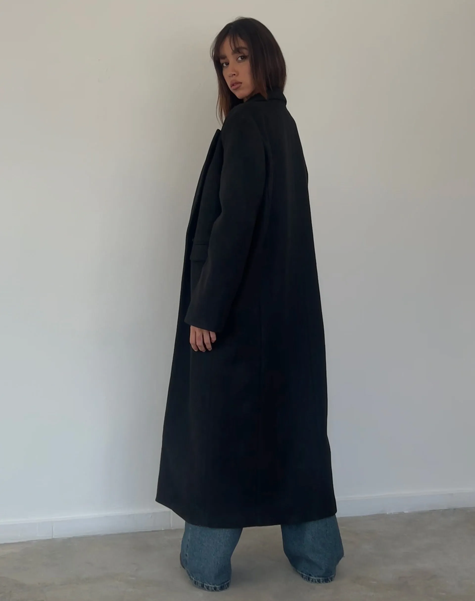 Melani Longline Coat in Black