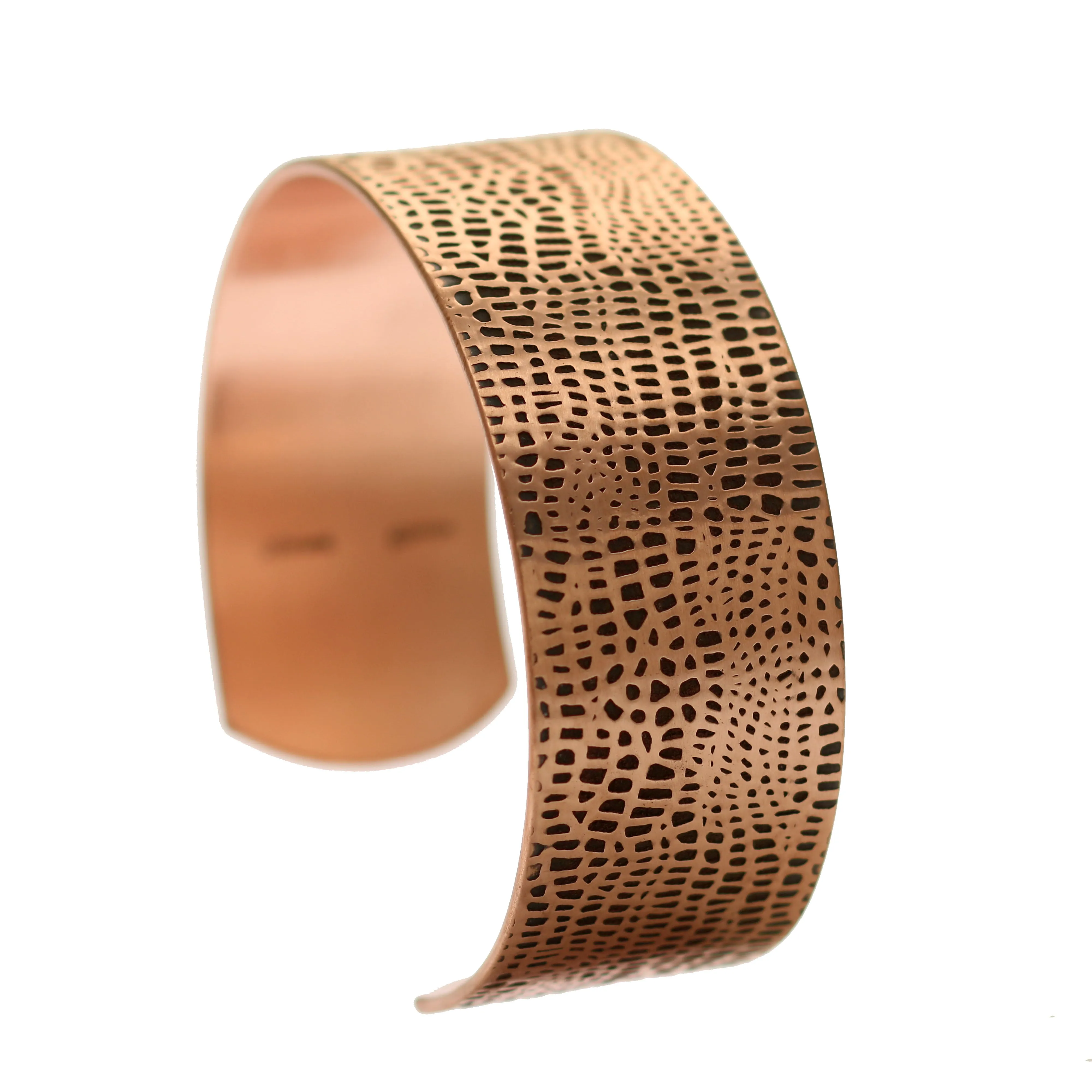 Men's Alligator Embossed Solid Copper Cuff - 1 Inch Wide