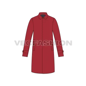 Mens Classic Raincoat Vector Template