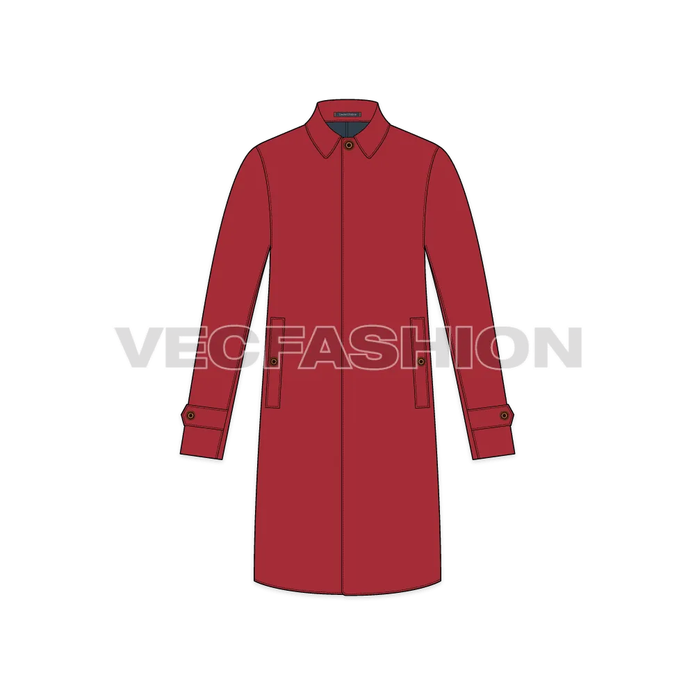 Mens Classic Raincoat Vector Template