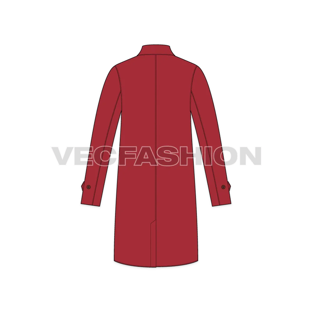 Mens Classic Raincoat Vector Template