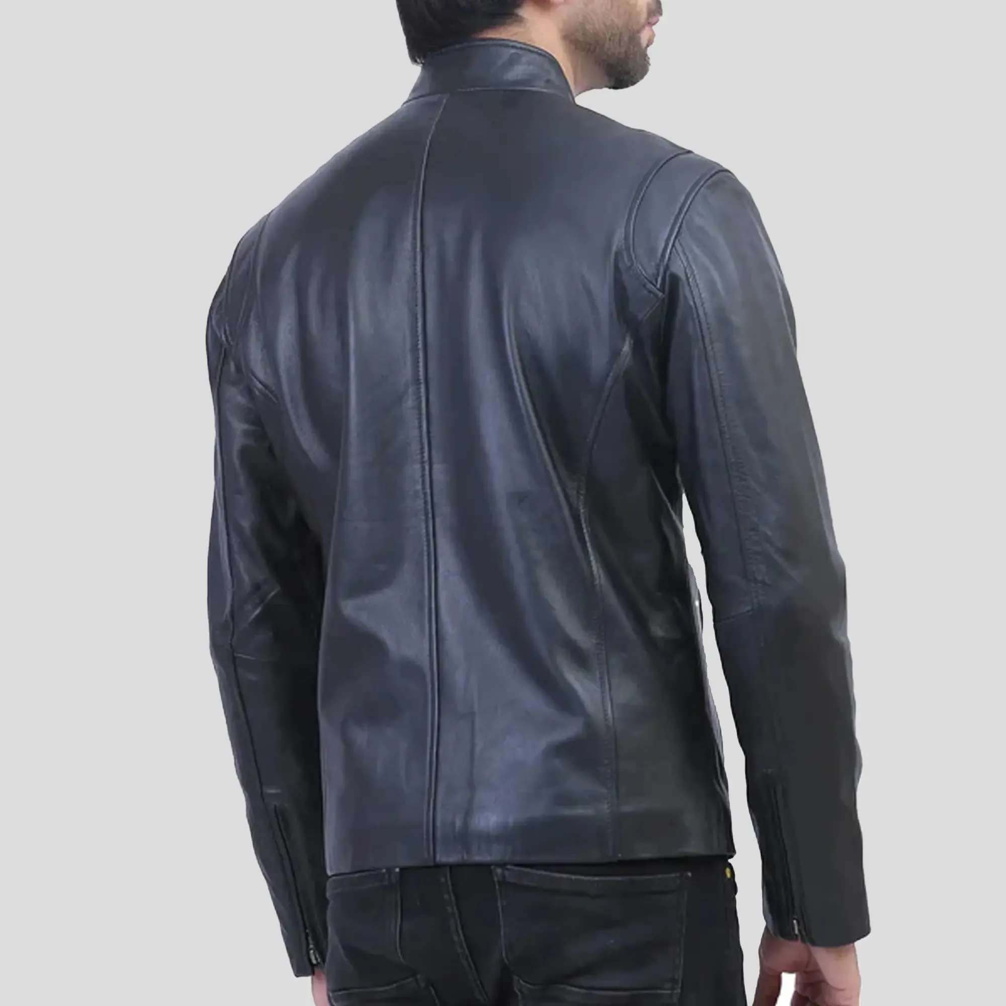 Mens Ionic Black Leather Jacket