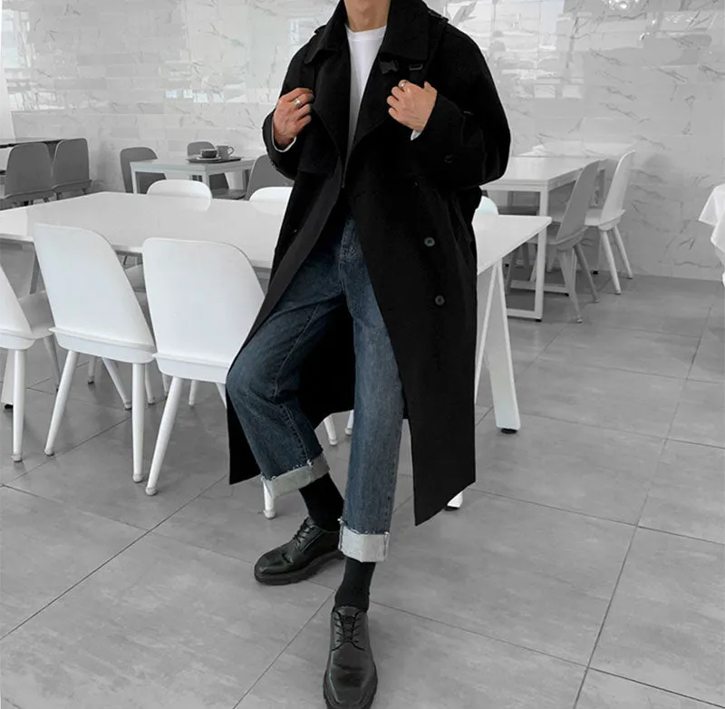 Men's Mid-length Loose Trench Coat