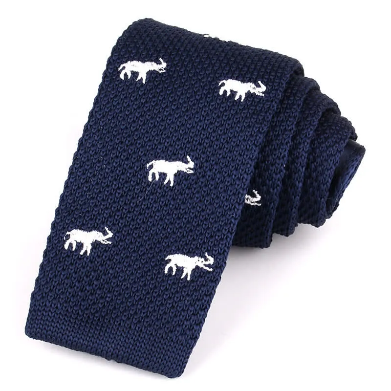 Men's Repeating Motifs Skinny Knitted Necktie