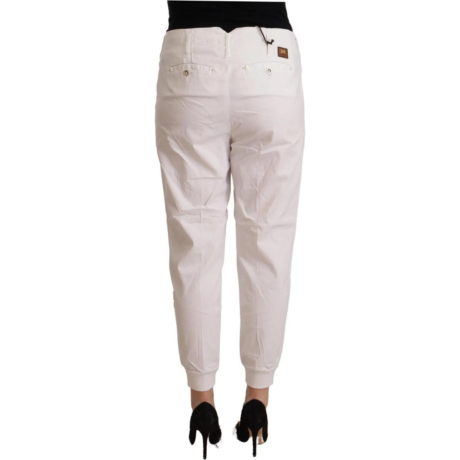 Met Chic White Tapered Cropped Pants