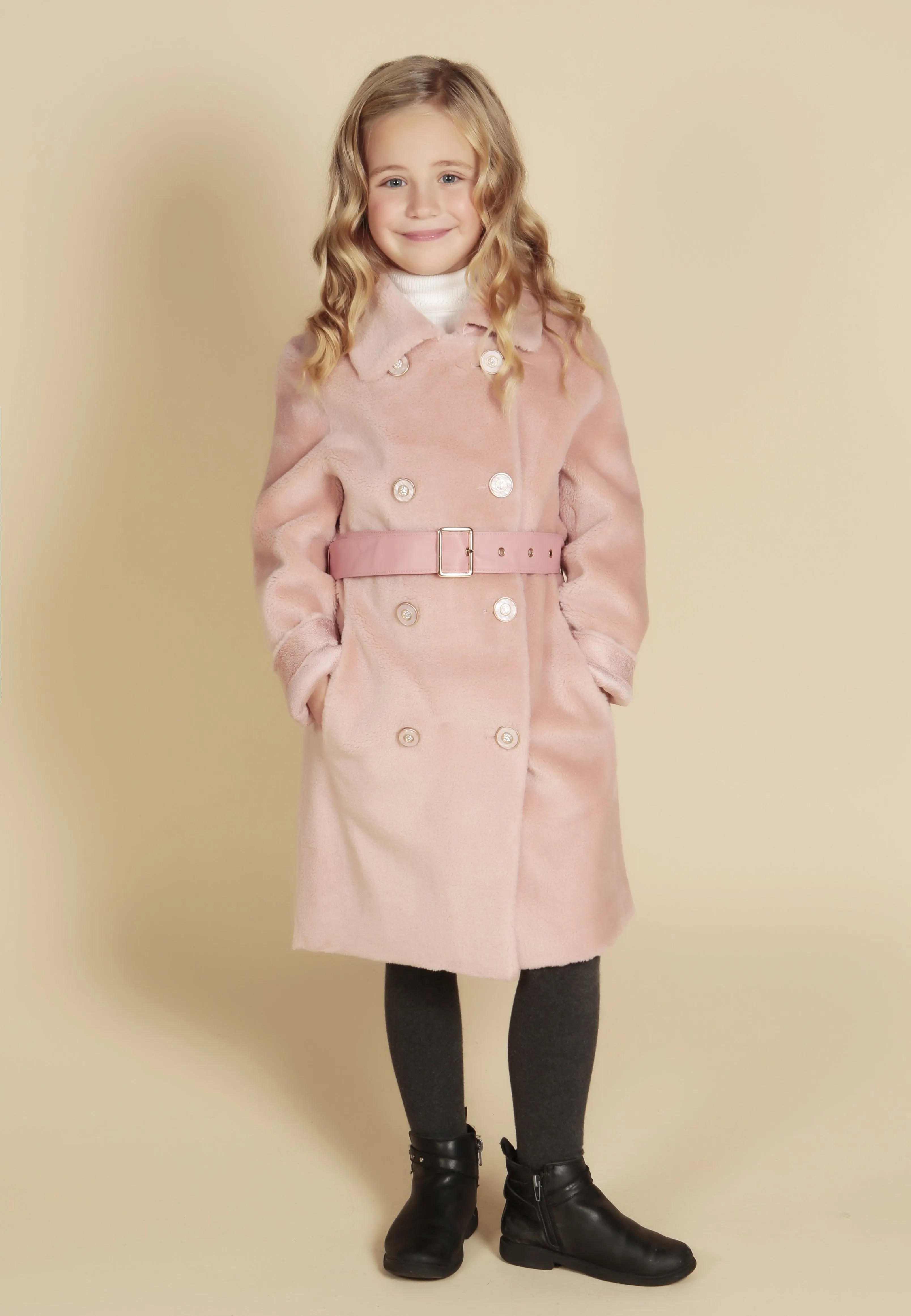 'Mini' 'Loren' Wool Coat in Rosa