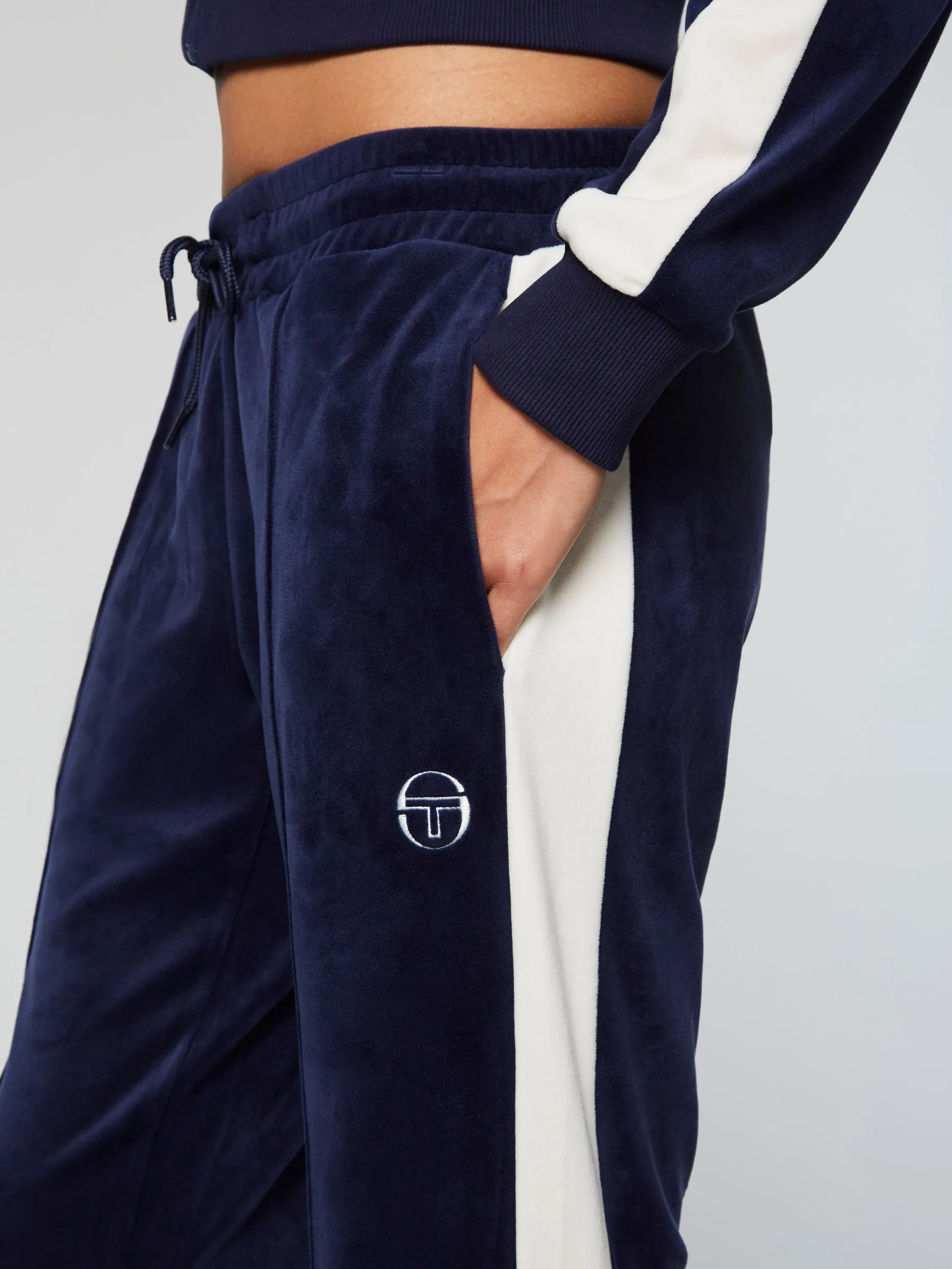 Miss Carlotta Velour Track Pant- Maritime Blue