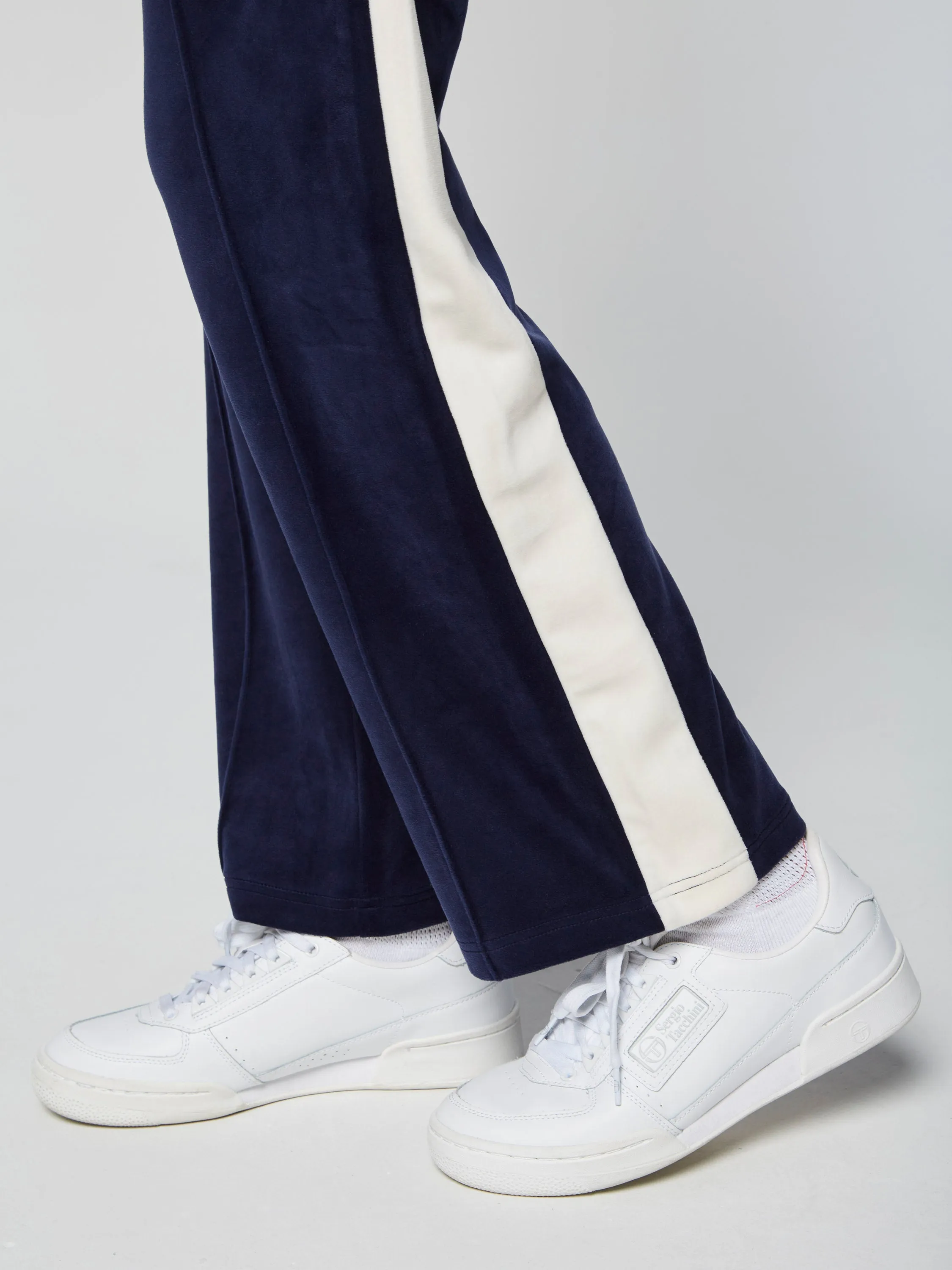 Miss Carlotta Velour Track Pant- Maritime Blue