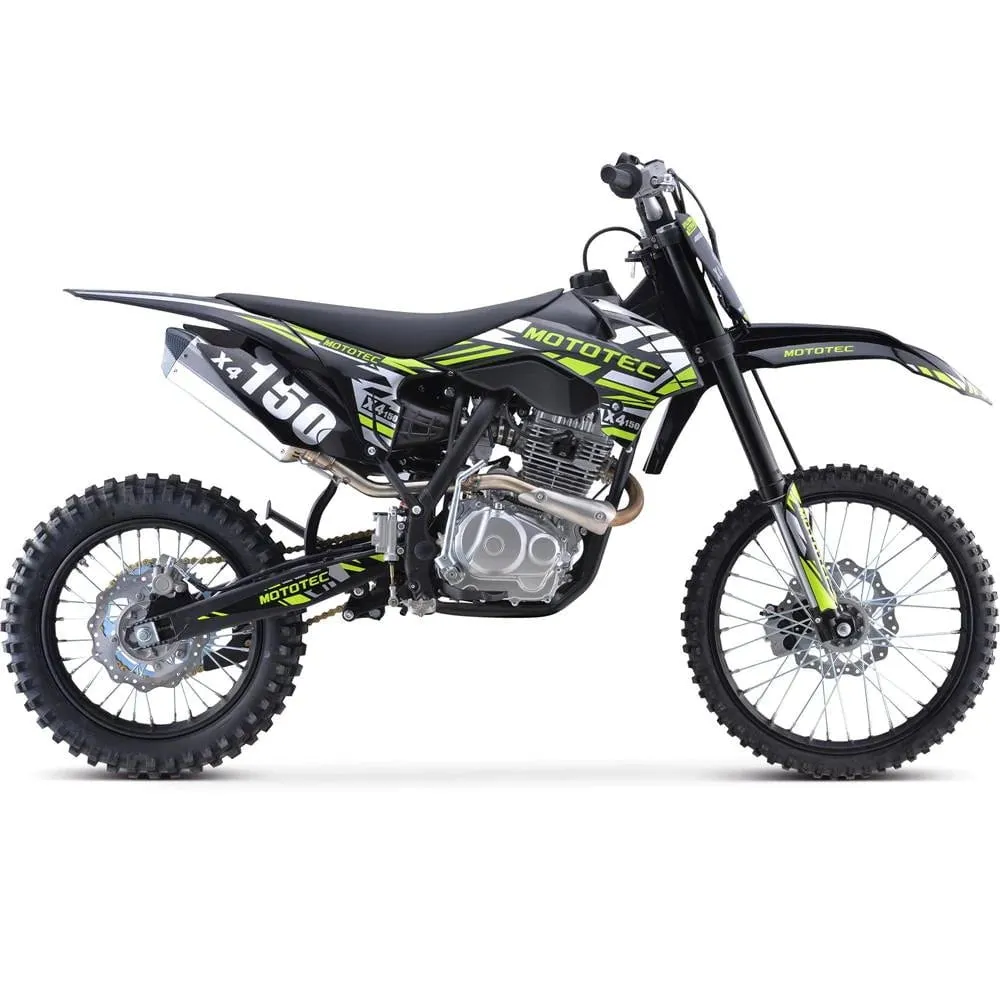 MotoTec X4 150cc 4-Stroke Dirt Bike Black