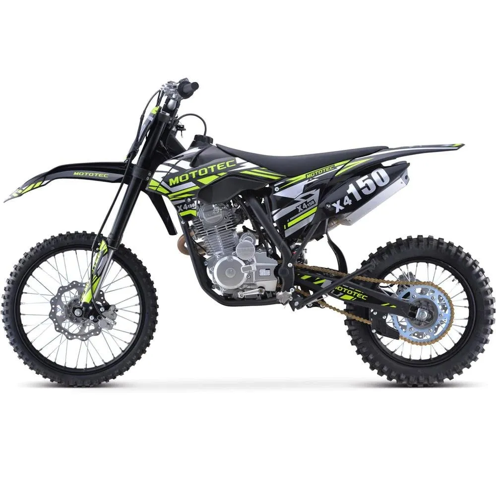 MotoTec X4 150cc 4-Stroke Dirt Bike Black