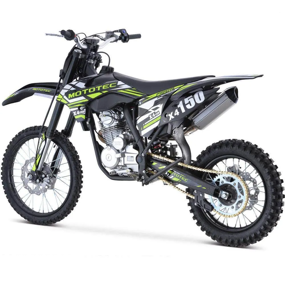 MotoTec X4 150cc 4-Stroke Dirt Bike Black