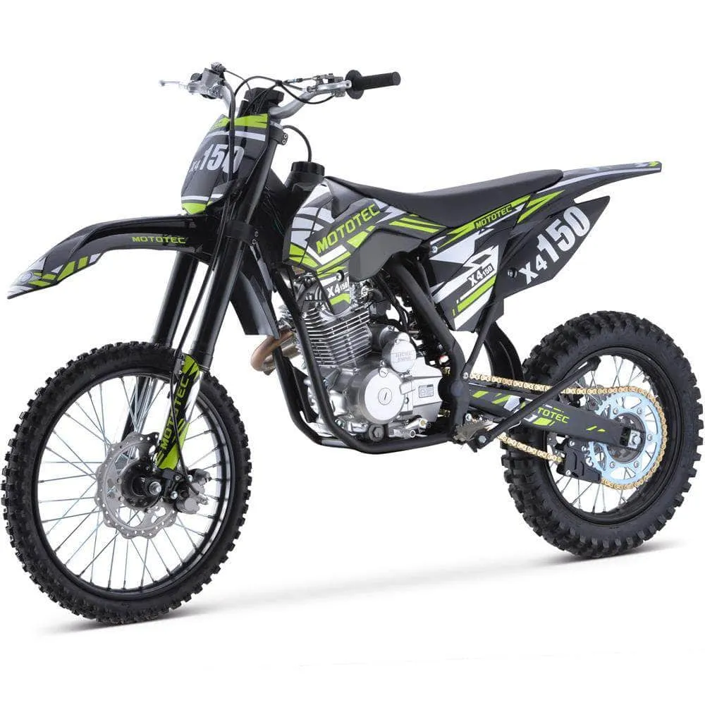 MotoTec X4 150cc 4-Stroke Dirt Bike Black