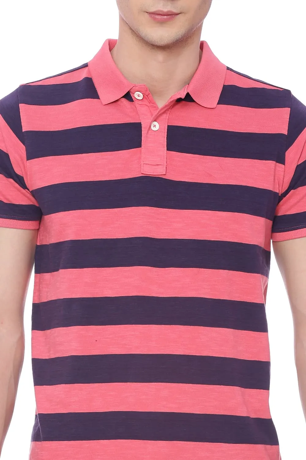 Muscle Fit Striped Rugby Polo T Shirt