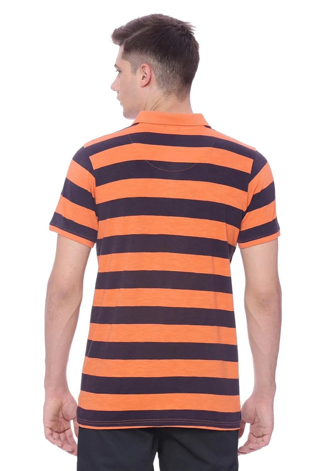 Muscle Fit Striped Rugby Polo T Shirt