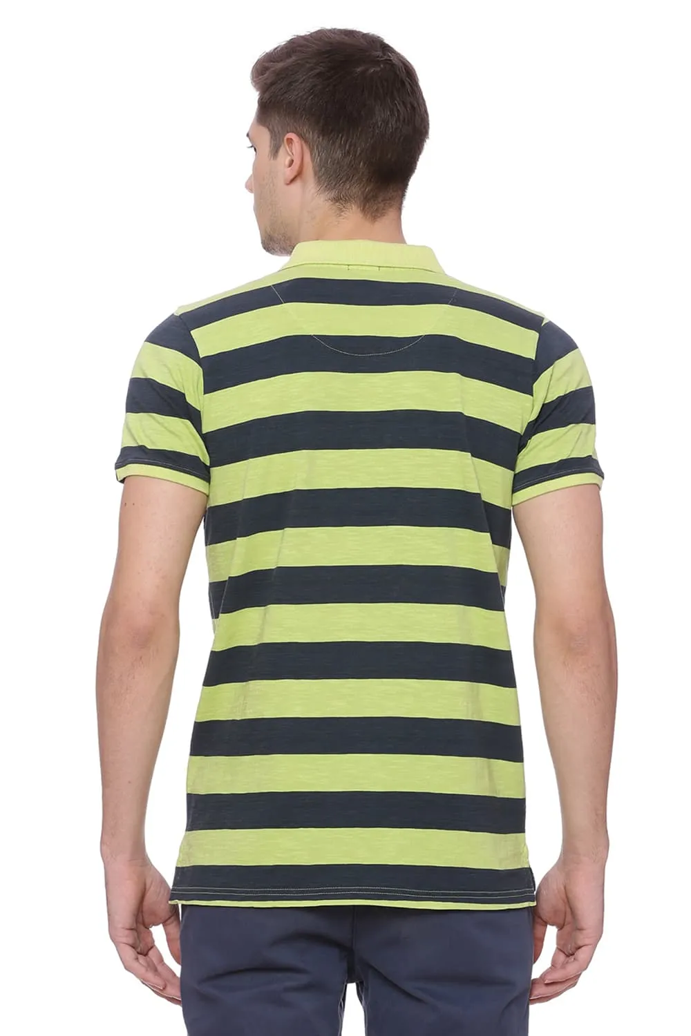 Muscle Fit Striped Rugby Polo T Shirt