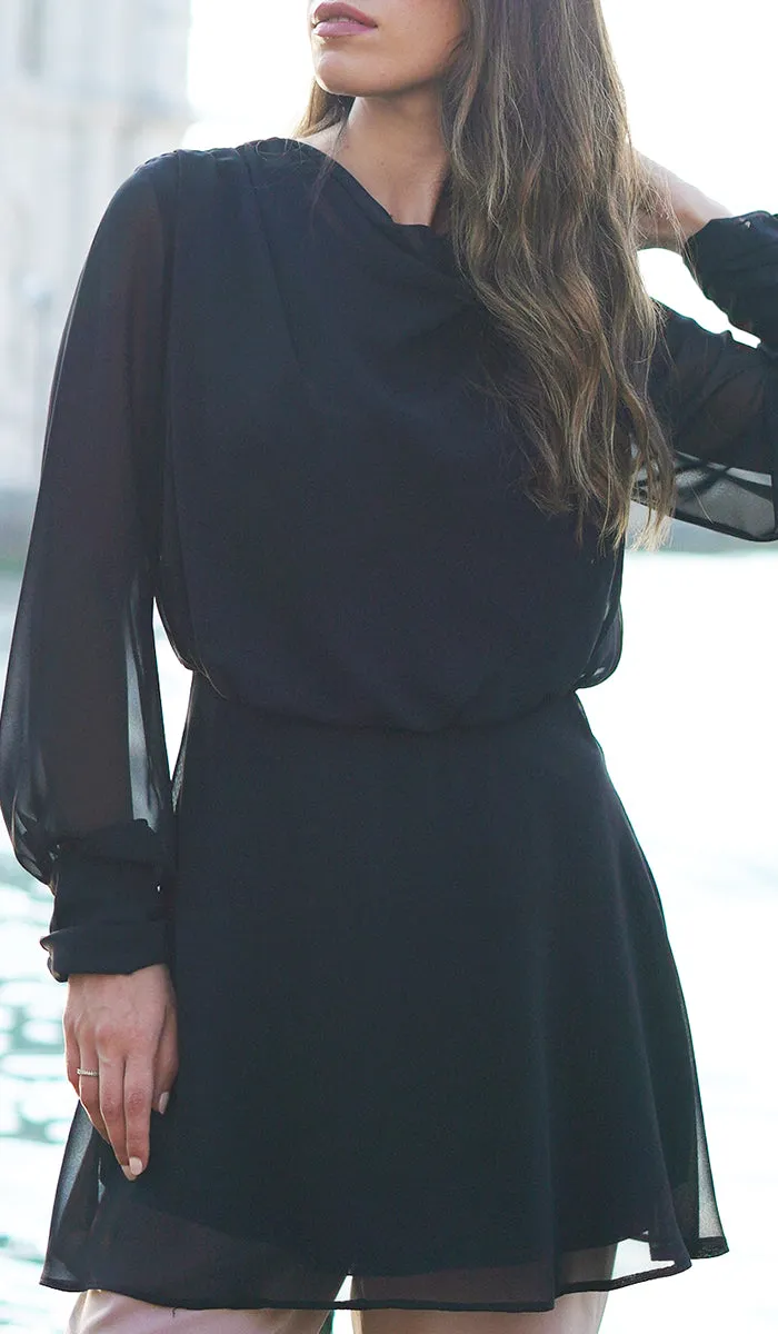 Myra Modest Chiffon Tunic Dress - Black - FINAL SALE