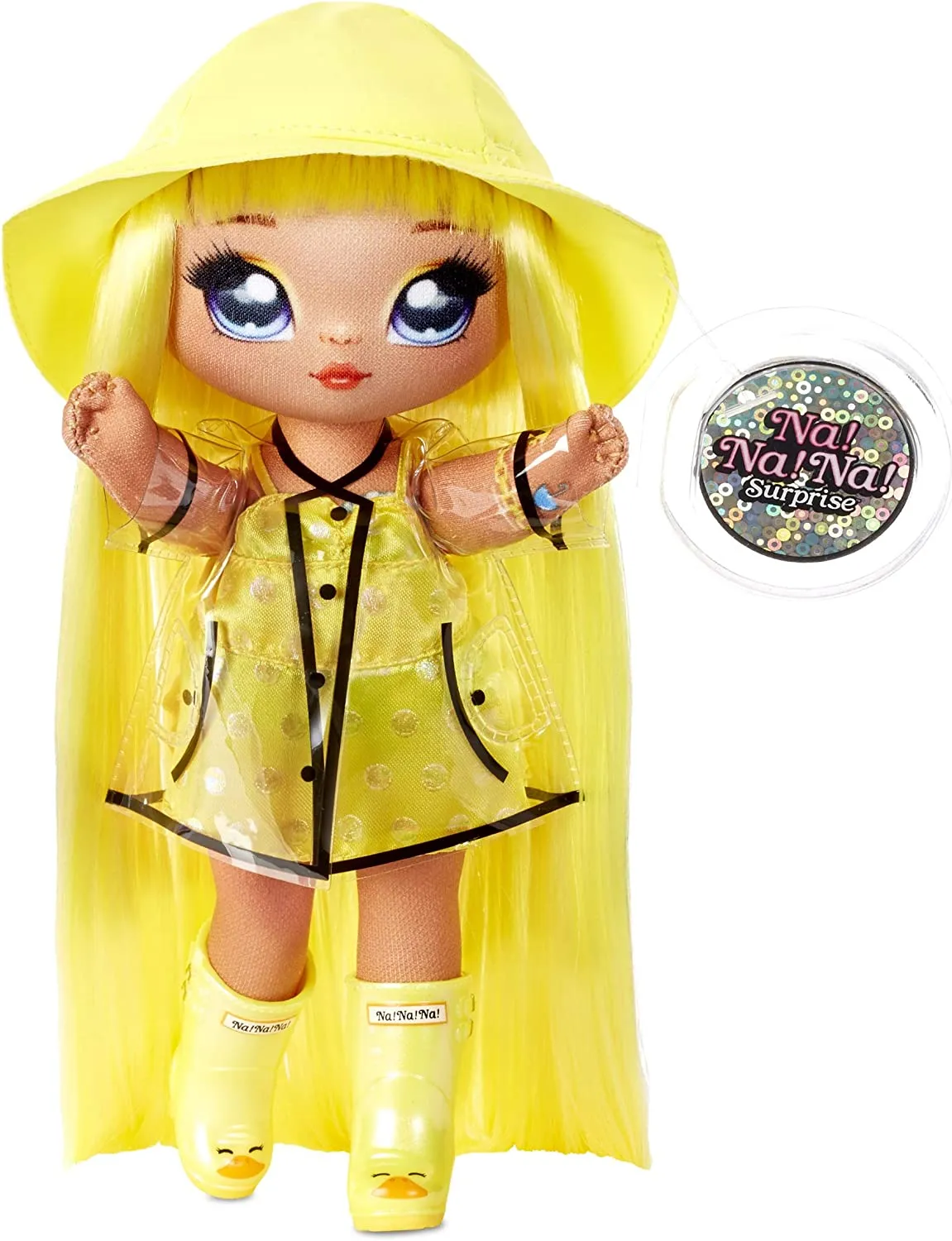 Na Na Na Surprise 2-in-1 Fashion Doll and Sparkly Sequined Purse Sparkle Series – Daria Duckie, 7.5" Raincoat Doll (packaging may vary)