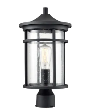 Namath Outdoor Post Top Lantern - Textured Black - Clear Seeded Glass - 9in. Diameter - E26 Medium Base