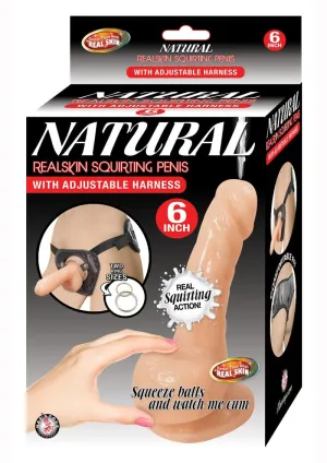 Natural Realskin Squirting Penis with Adjustable Harness