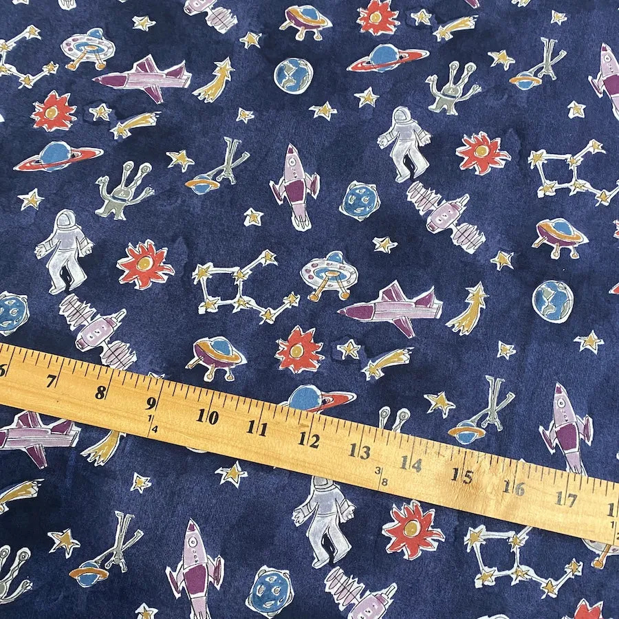 Navy Blue Space Print, 100% Cotton Lightweight Lawn from Hokkoh Japan, 44" Wide By the Yard #1023-1620