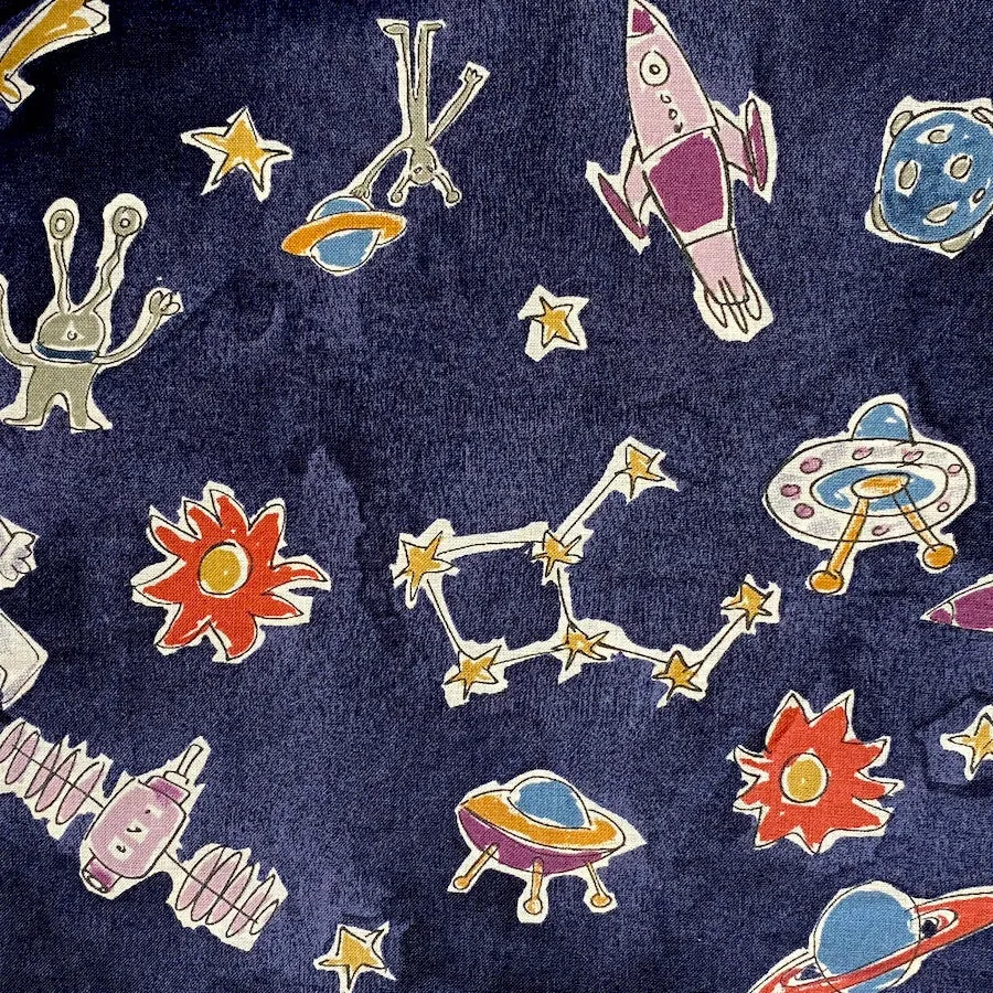 Navy Blue Space Print, 100% Cotton Lightweight Lawn from Hokkoh Japan, 44" Wide By the Yard #1023-1620