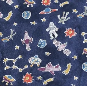 Navy Blue Space Print, 100% Cotton Lightweight Lawn from Hokkoh Japan, 44" Wide By the Yard #1023-1620