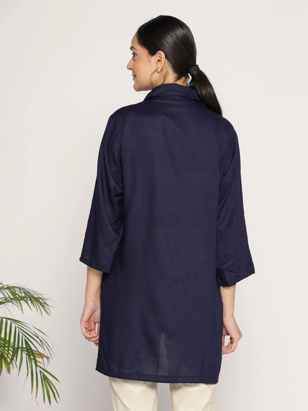 Navy Rayon ShirtTop - Horizon