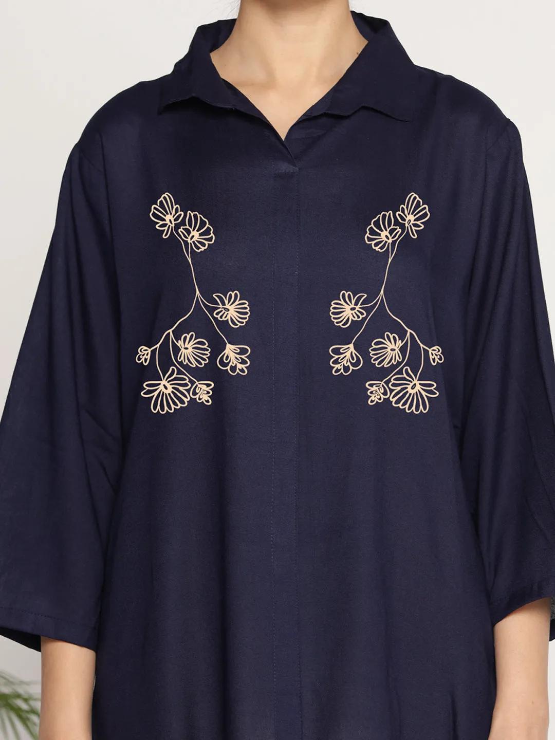 Navy Rayon ShirtTop - Horizon