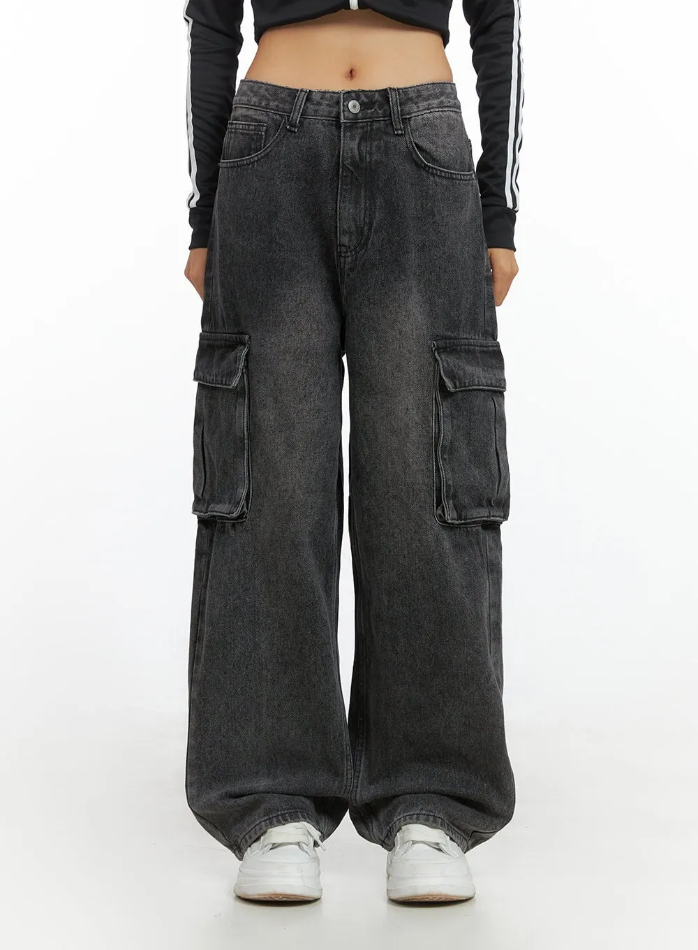 Neve Washed Cargo Denim Jeans IS427