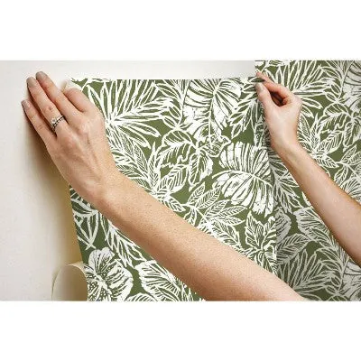 New - RoomMates Batik Tropical Leaf Peel and Stick Wallpaper