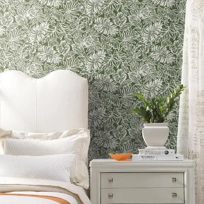 New - RoomMates Batik Tropical Leaf Peel and Stick Wallpaper