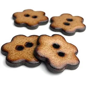 Nutmeg/Black Ceramic 3/4" Flower Buttons 2-Hole #RN-NSFL