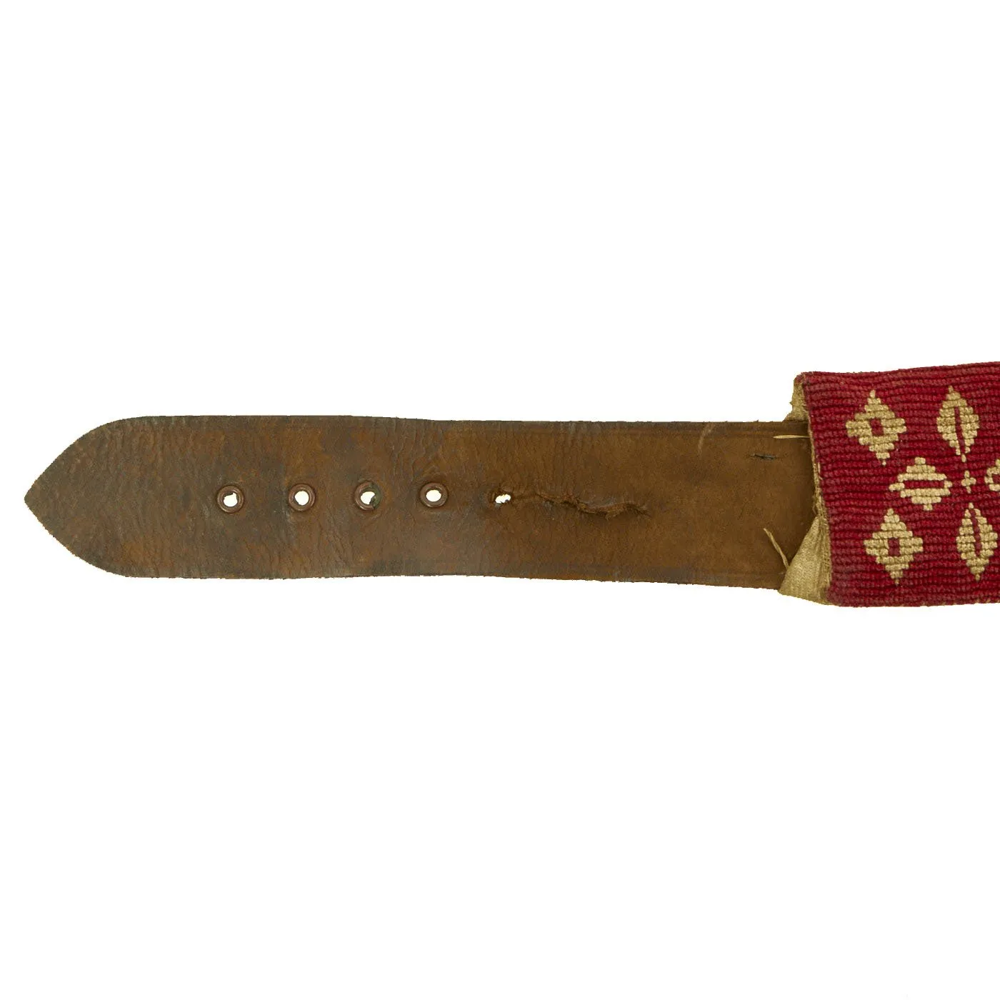 Original British WWI Leather Belt in Embroidered Trench Art Sleeve with Welsh Regiment Badge