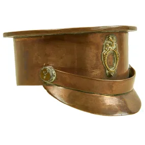 Original British WWI Trench Art Artillery Shell Officer's Visor Cap