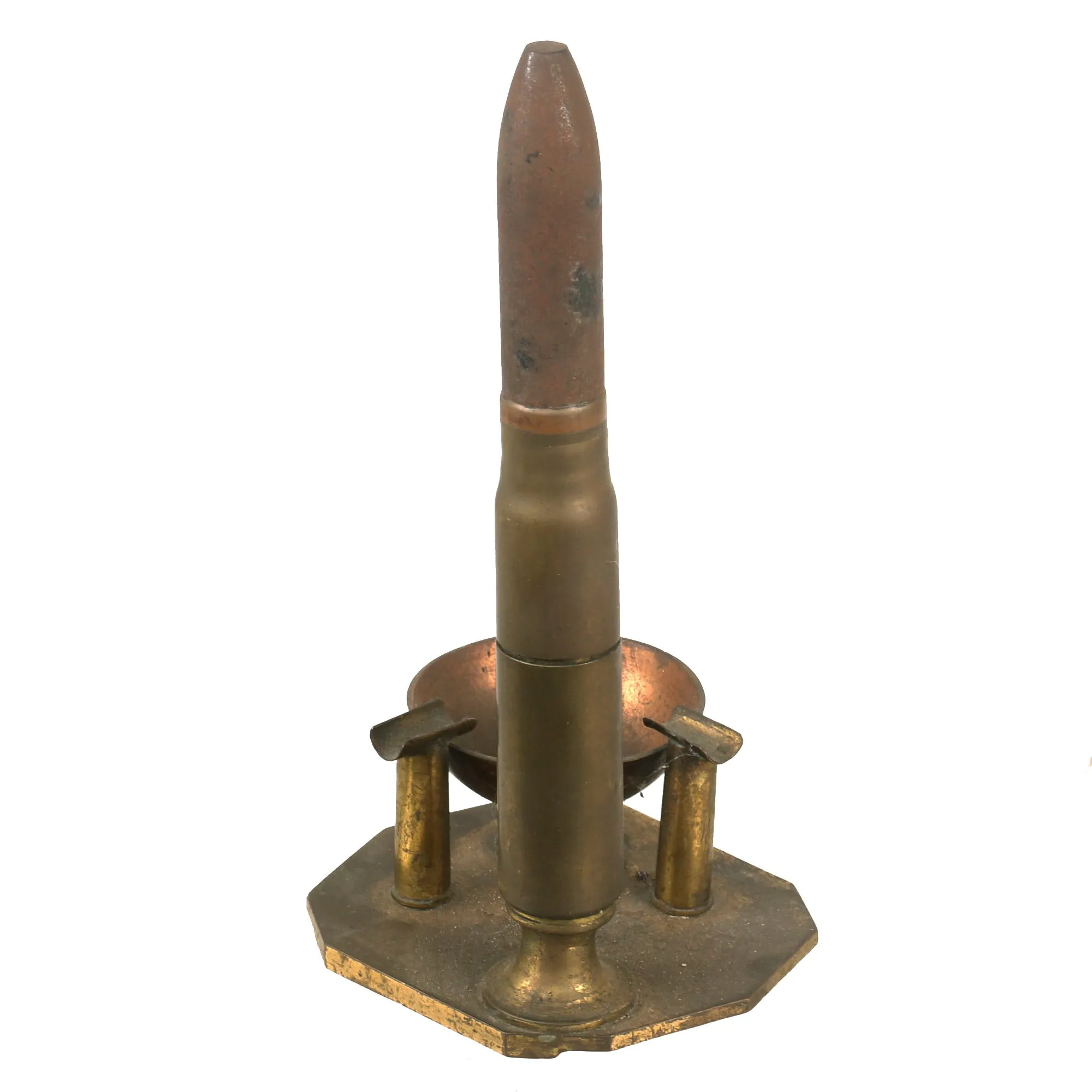 Original British WWII Brass Lighter & Ashtray Trench Art Made from Inert RAF Ammunition