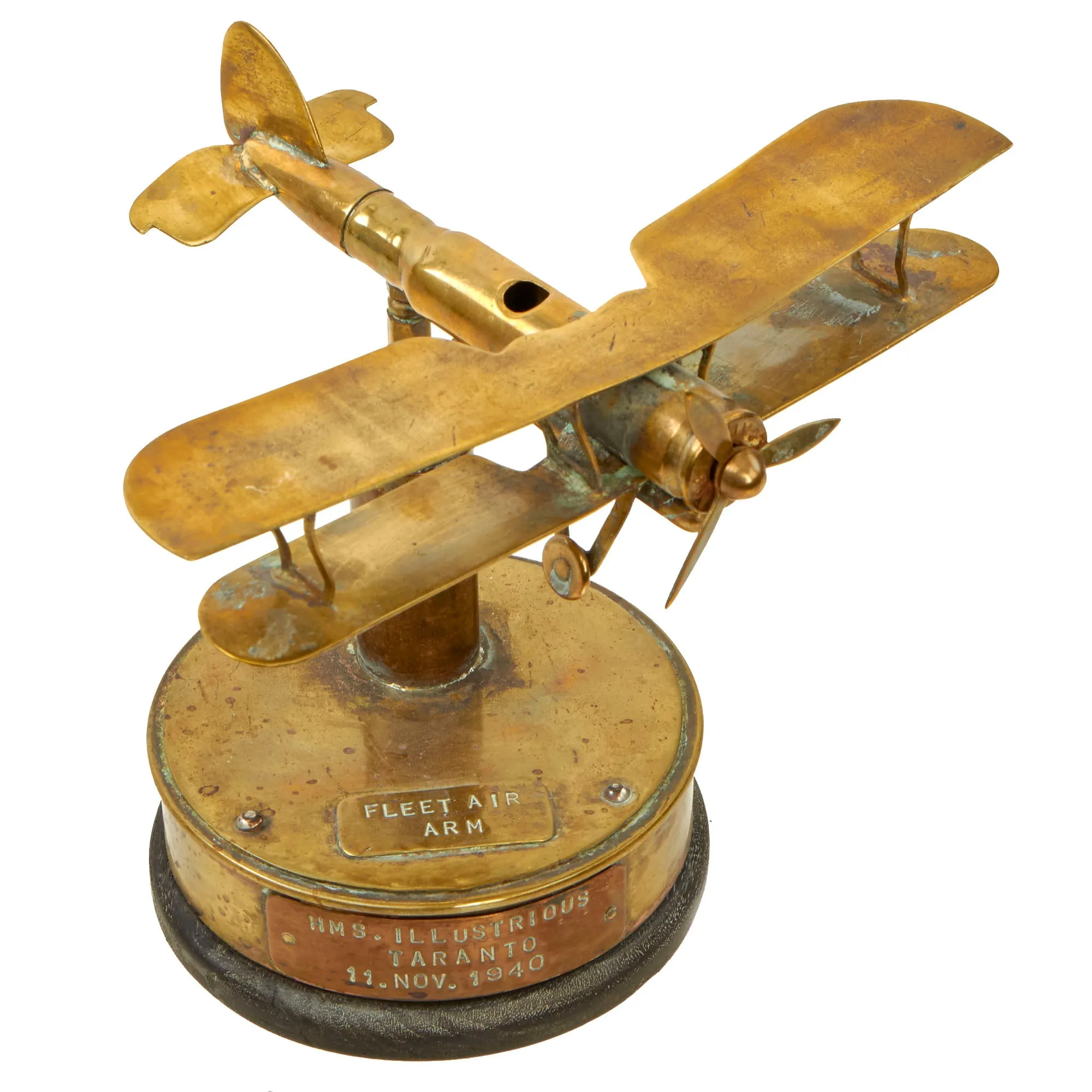 Original British WWII HMS Illustrious Royal Navy Fleet Air Arm Fairey Swordfish Biplane Torpedo Bomber Trench Art Model - Battle of Taranto Souvenir