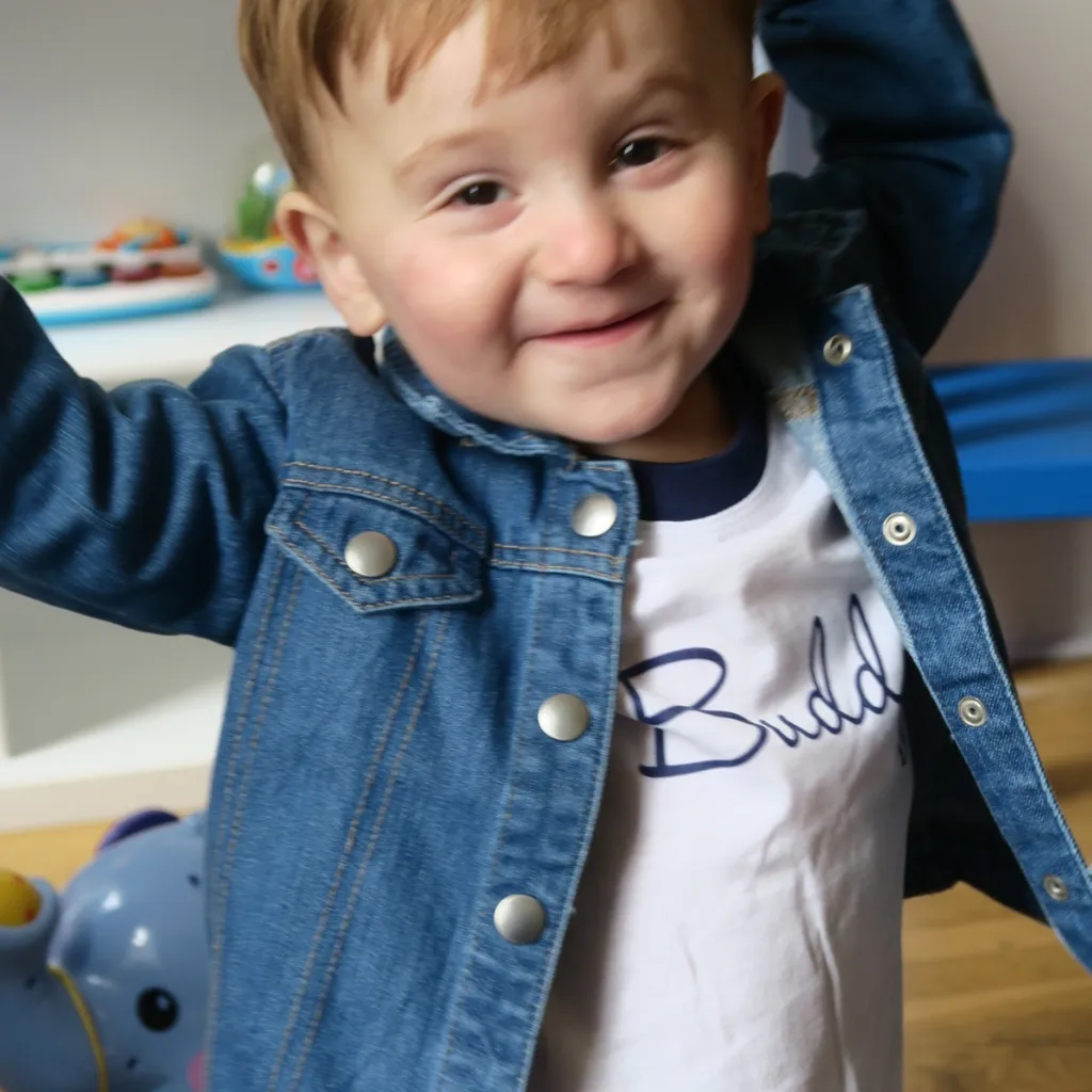 Personalised Organic Denim Jacket with Rocket