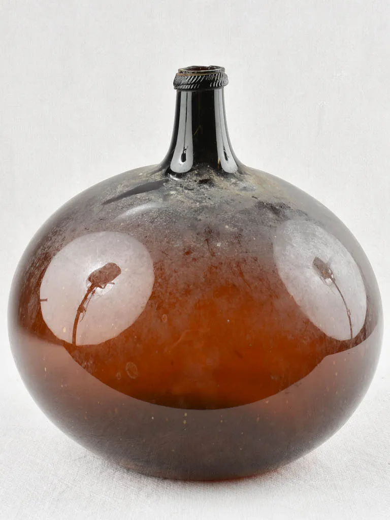 Petit blown glass demijohn - amber 13½"