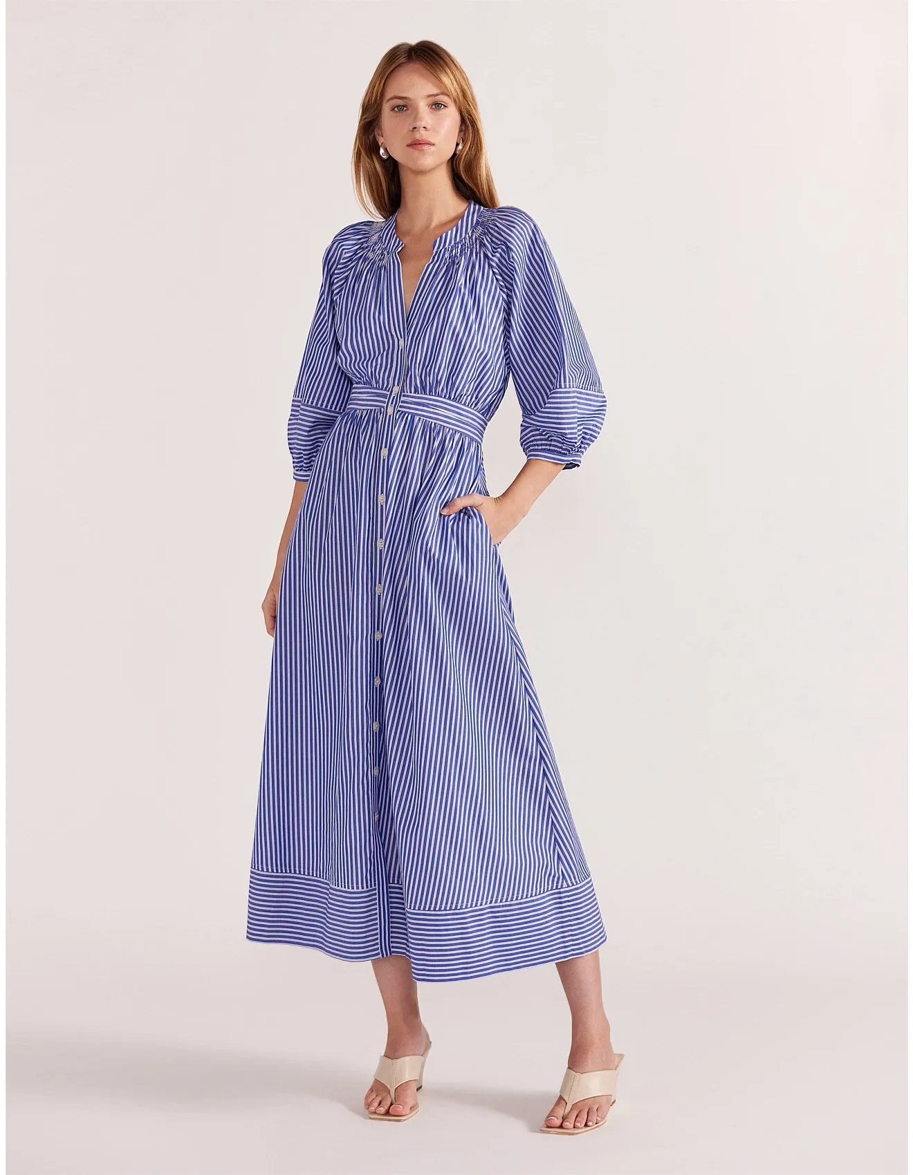 Petra Midi Dress - Blue Stripe