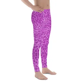 Pink Leopard Men's Leggings, Animal Print Sexy Party Meggings Compression Tights -Made in USA/MX/ EU