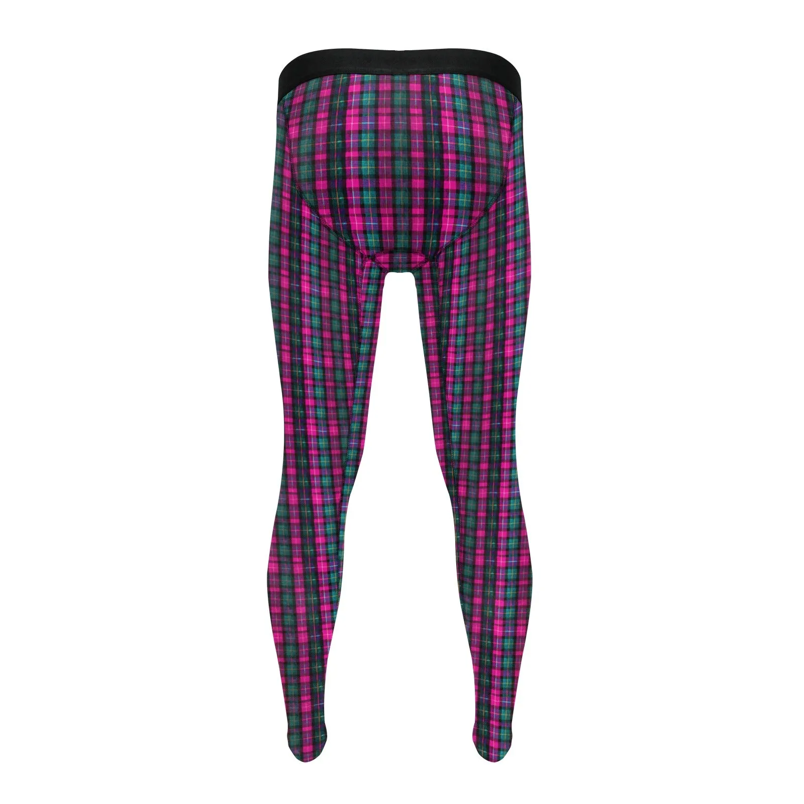 Pink Plaid Print Meggings, Best Designer Pink Plaid Men's Compression Tights For Men (Size: S-2XL)