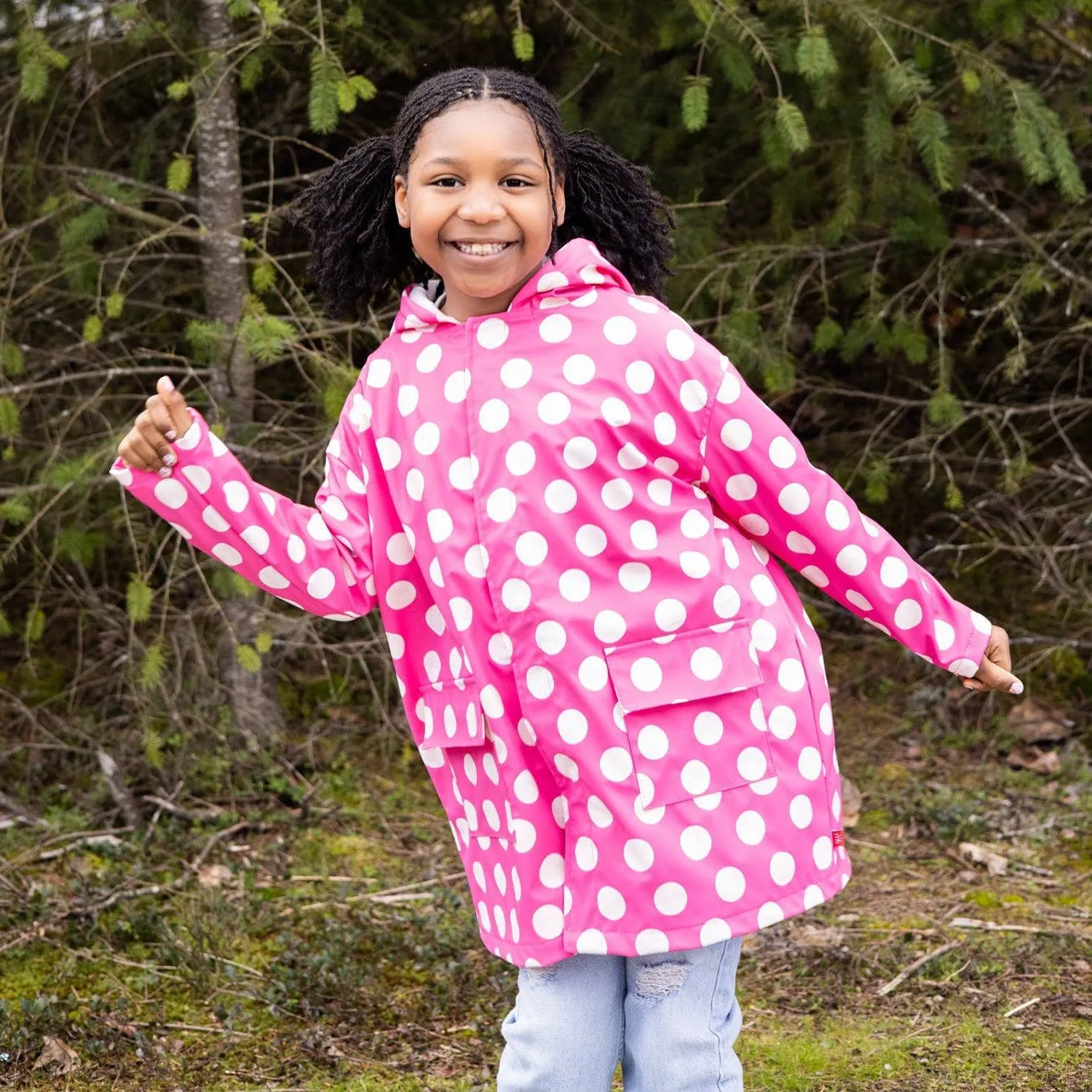 pink polka dot emoji magnetic raincoat