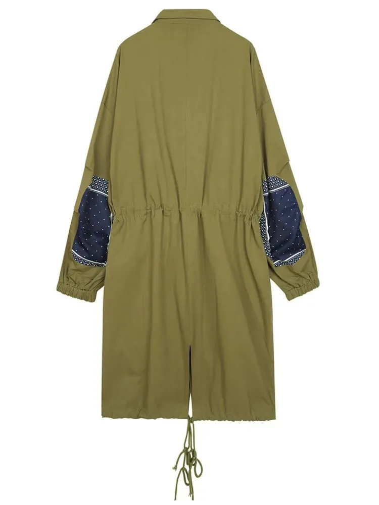 Pre Order:  Paisley Spliced Drawstring Trench Coat